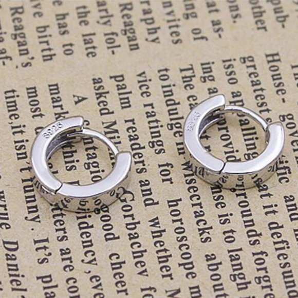 NEW 925 Sterling Silver Small Round Hoop Earrings - Picture 8 of 10